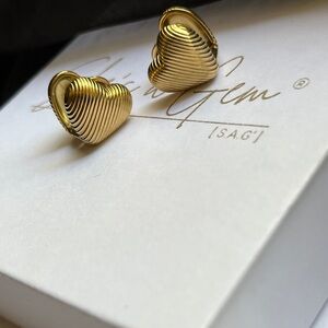 18k Gold PVD Stainless Steel Heart Earrings